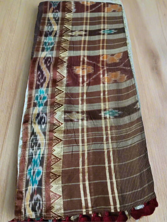 Brown Handloom Cotton Saree