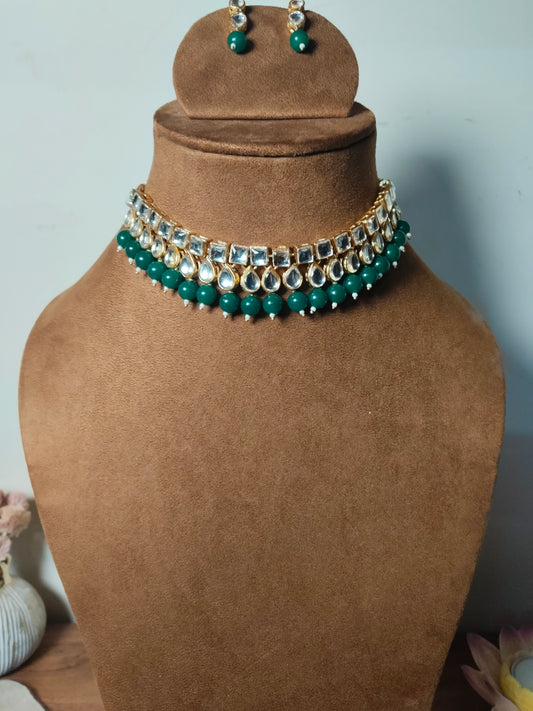 Green Kundan Necklace Set