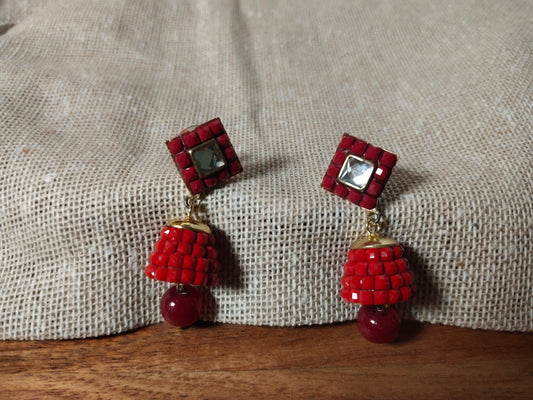 Red Pachi Handmade Earrings