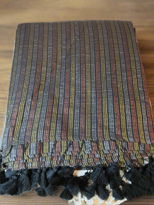 Black Multi Color Cotton Saree