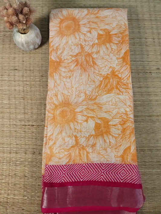 Light Orange Cotton Saree