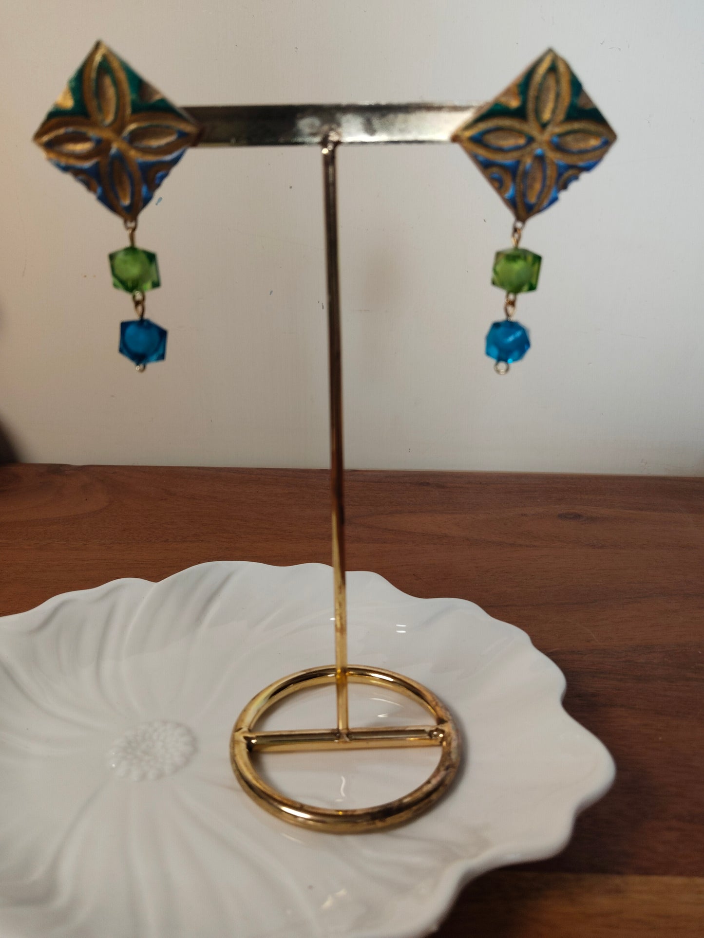 Green & Blue Terracota Earrings