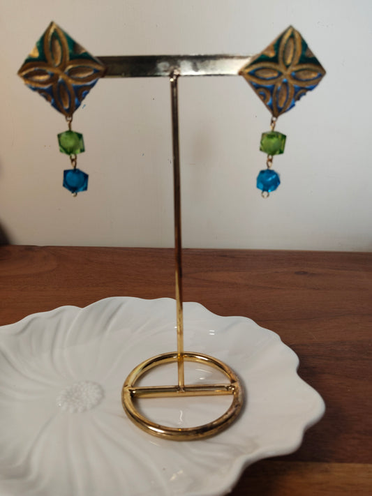 Green & Blue Terracota Earrings