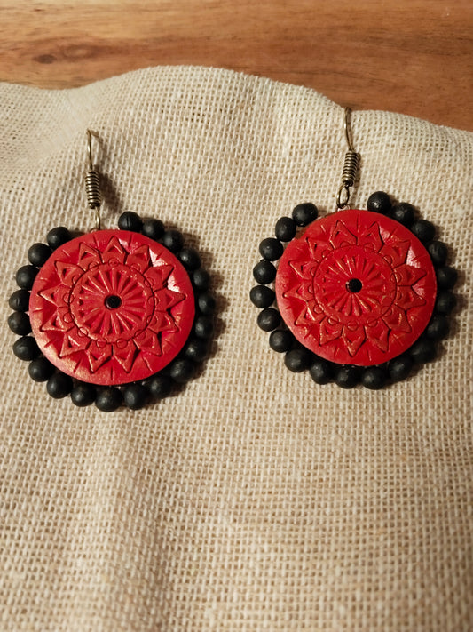 Maroon & Black Terracota Handcrafted Earrings