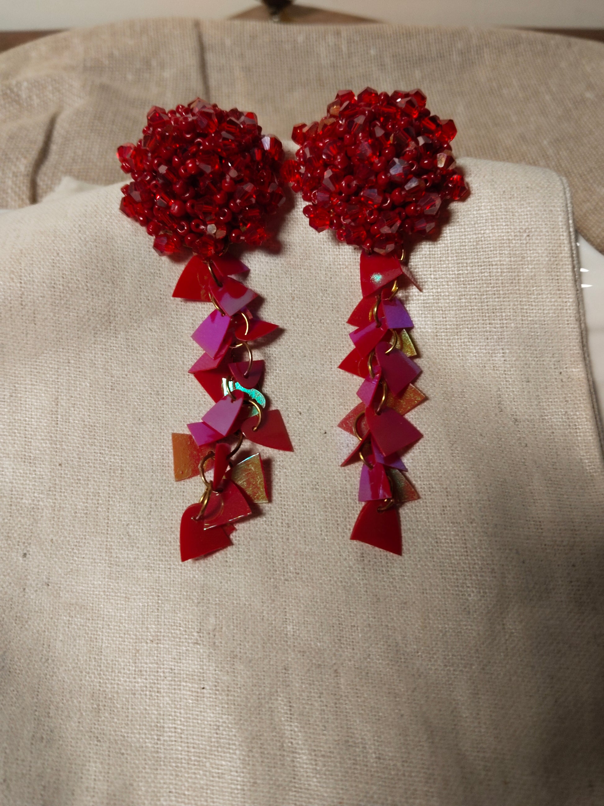 Red Beaded Earrings