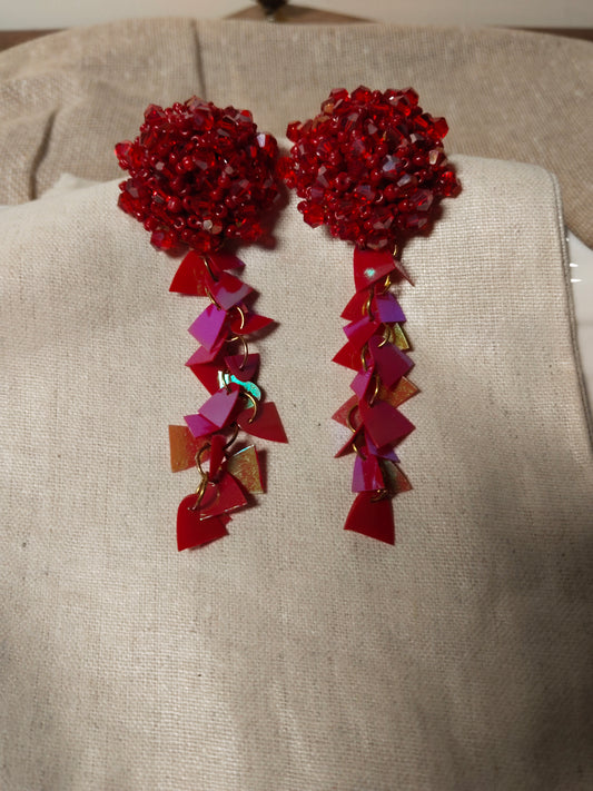Red Beaded Earrings