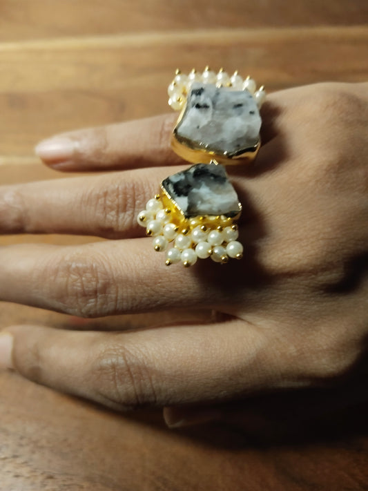 Rainbow Moonstone Ring