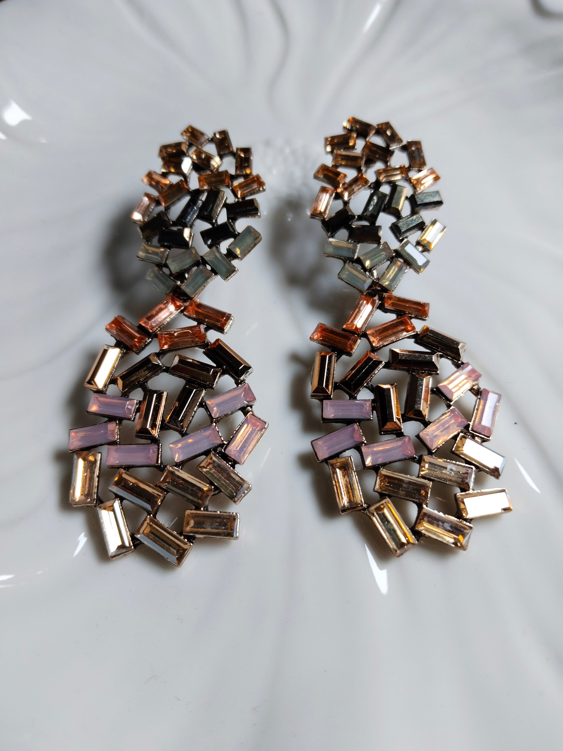 Pink Stones Studded Gold Plated Earrings