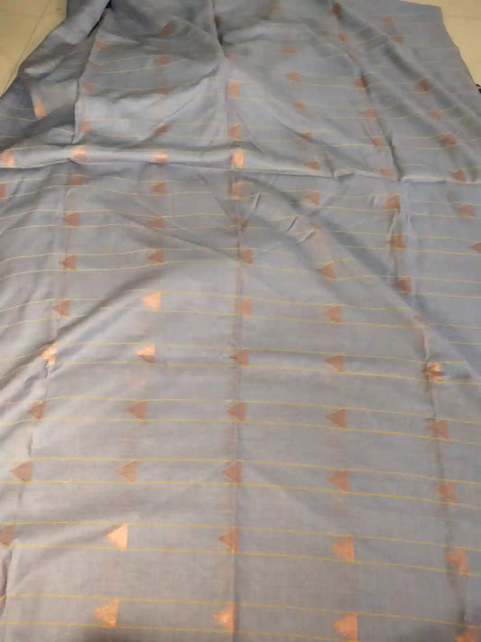 Pastel & Navy Blue Cotton Viscose Saree
