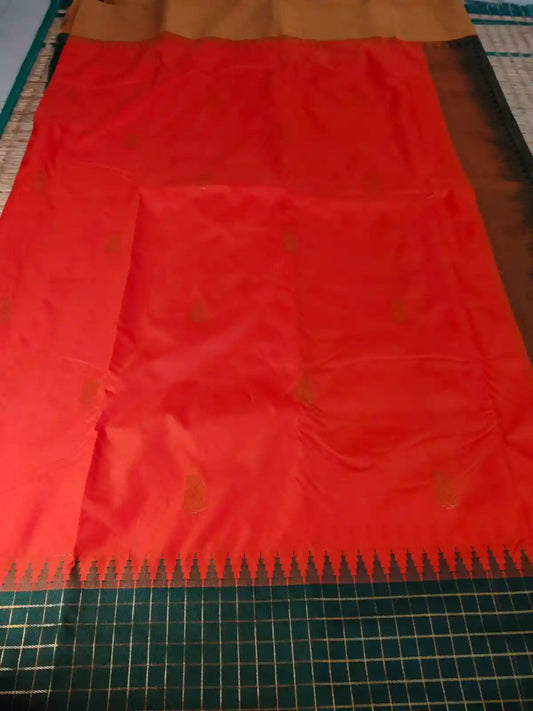 Orange Cotton Silk Saree