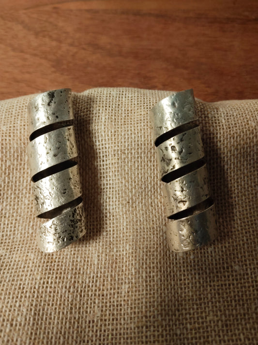 Textured Silver Spiral Earrings