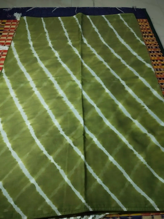 Olive Green Mul Lehariya Saree
