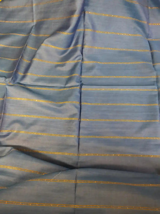 Pastel Blue & Orange Cotton Viscose Saree