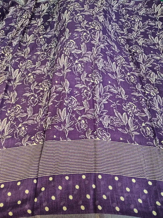 Violet Organic Linen Saree