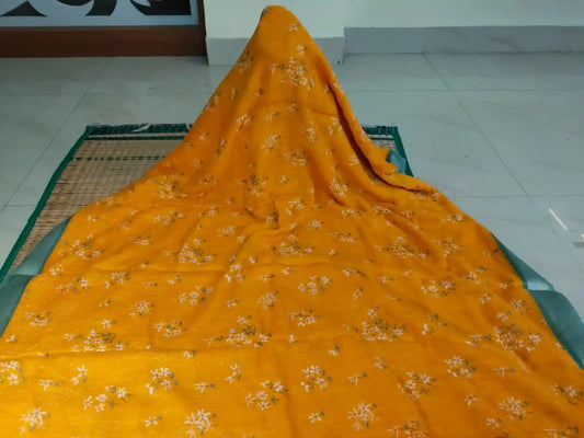 Orange Organic Linen Saree