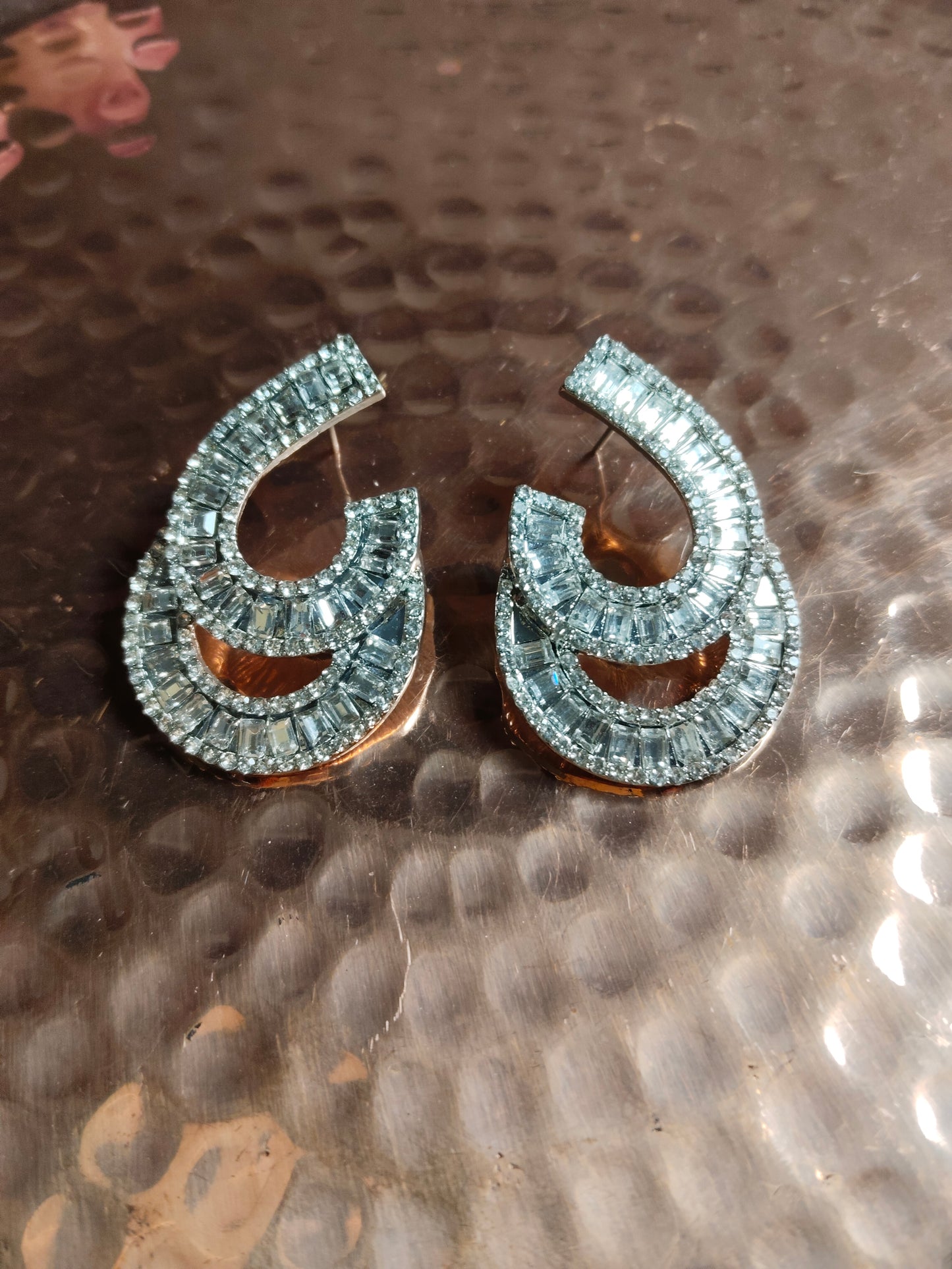 Cubic Zirconia Studded Silver Plated Studs