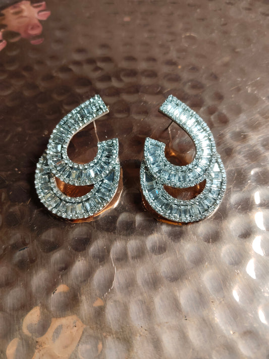 Cubic Zirconia Studded Silver Plated Studs