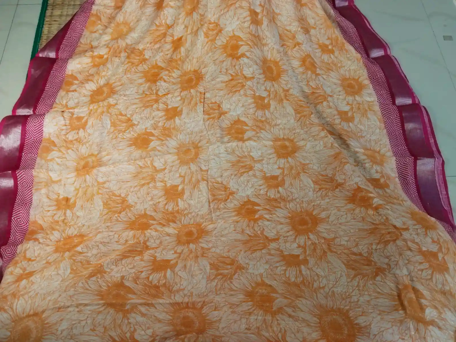 Light Orange Cotton Saree