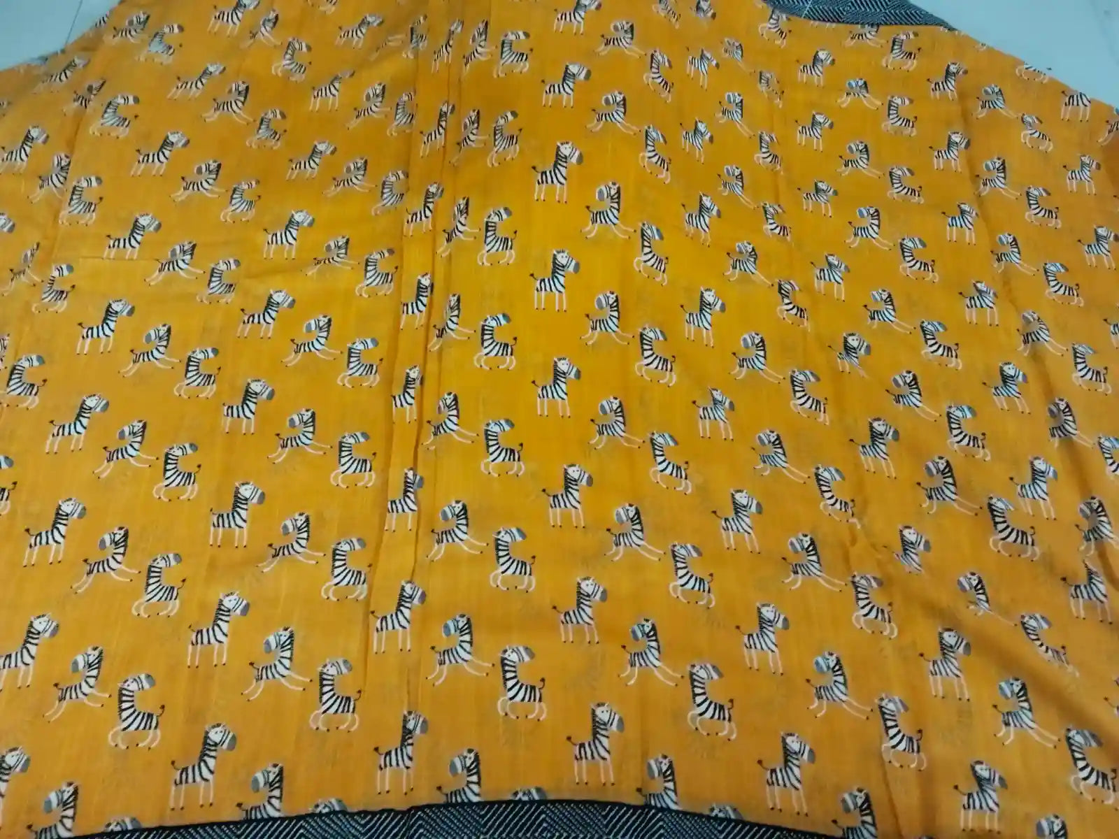 Orange & Black Cotton Saree