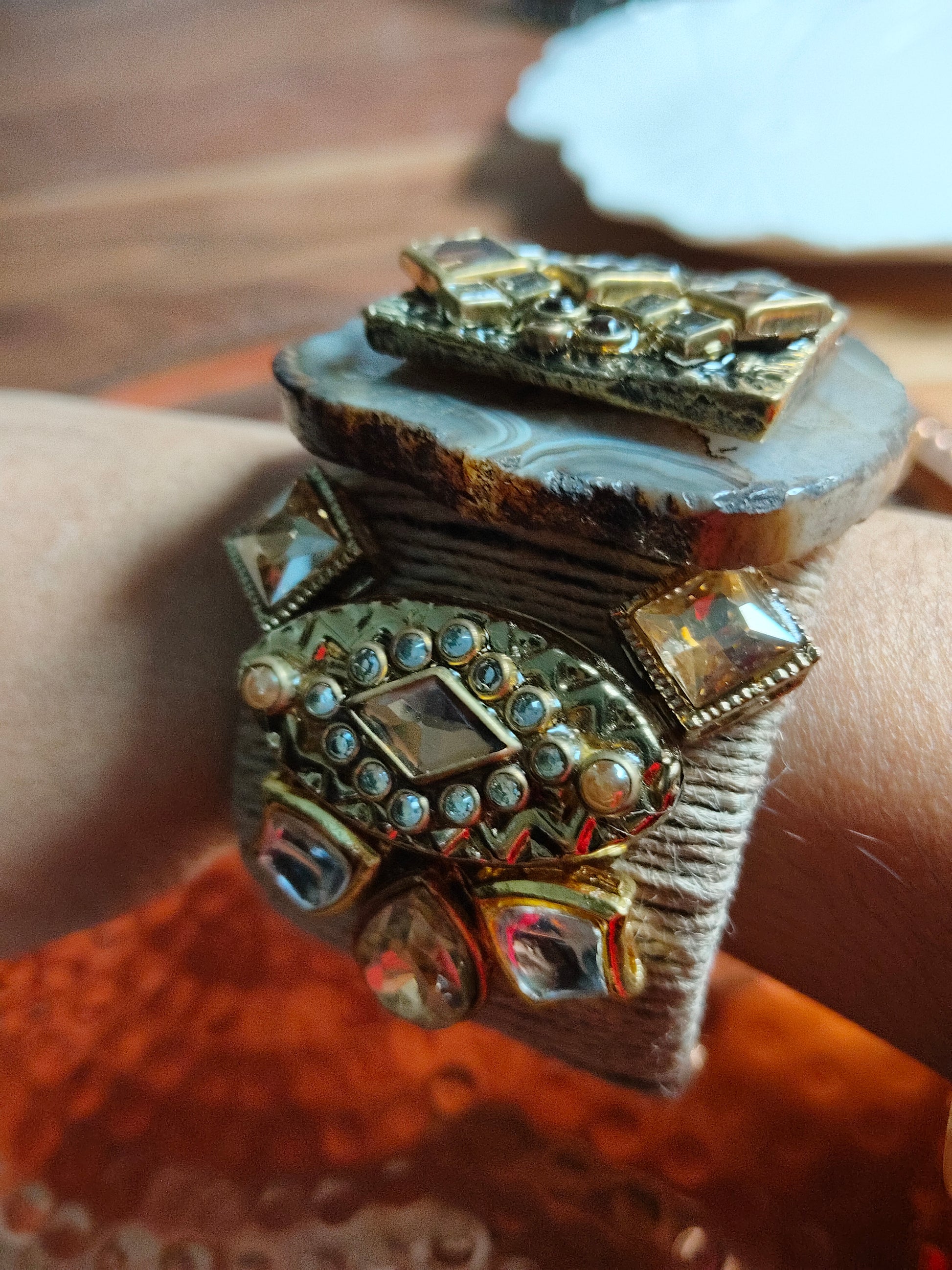Brown Stones & Jute Handcuff