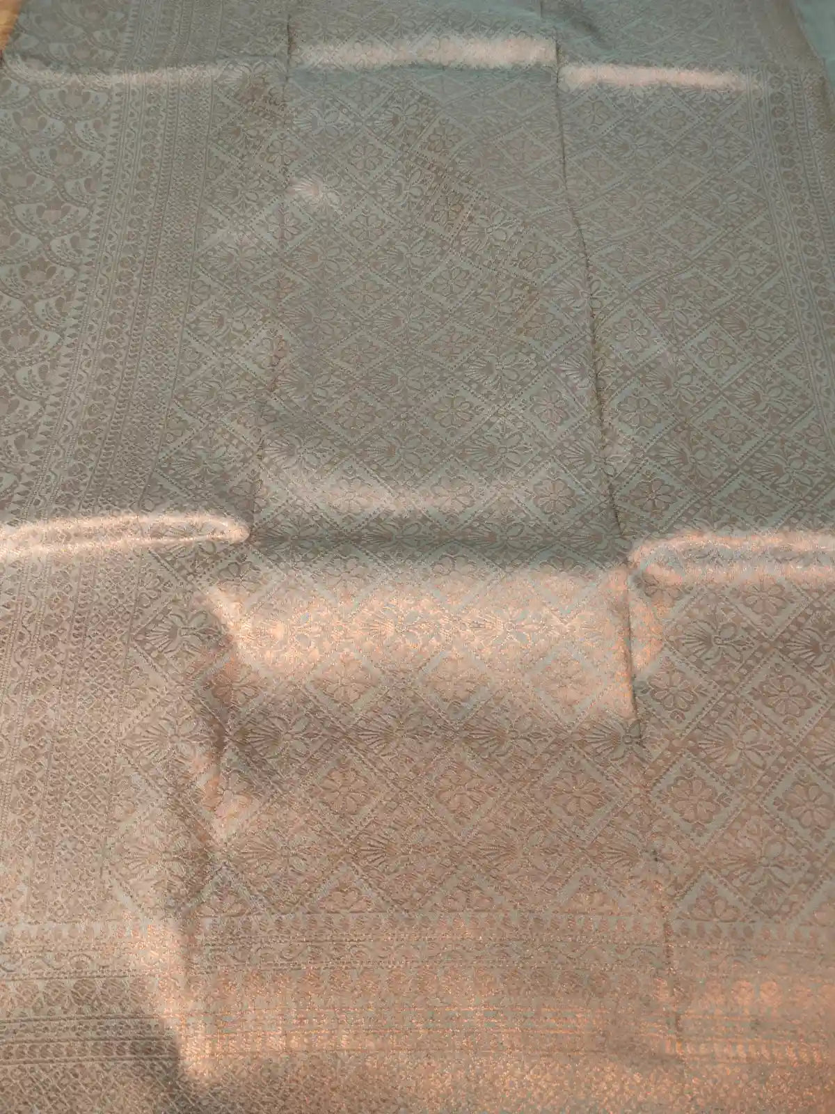 Pallu of Pastel Blue Kubera Pattu Soft Silk Saree