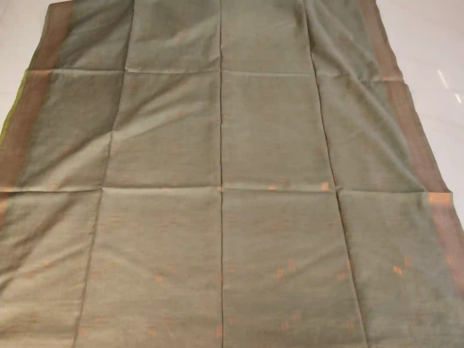 Olive Green Cotton Viscose Saree
