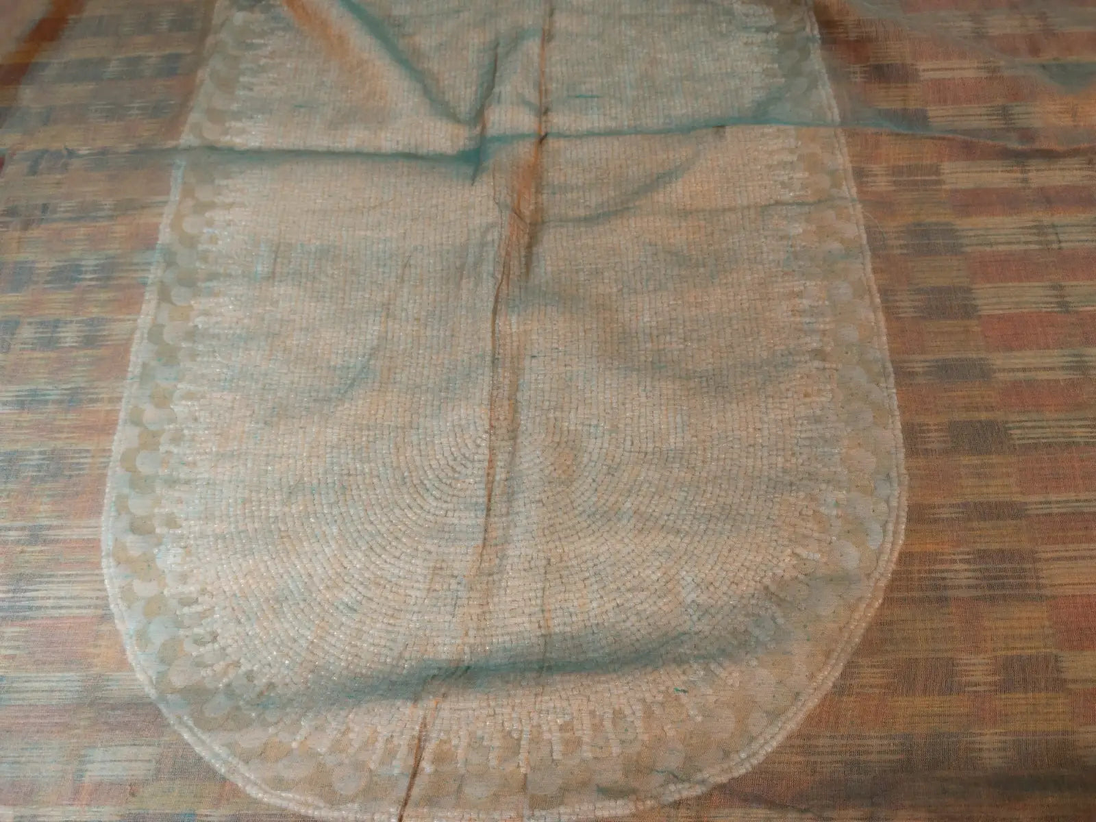 Blouse of Brown Dual Tone Mul Cotton Saree with Kantha Embroidery