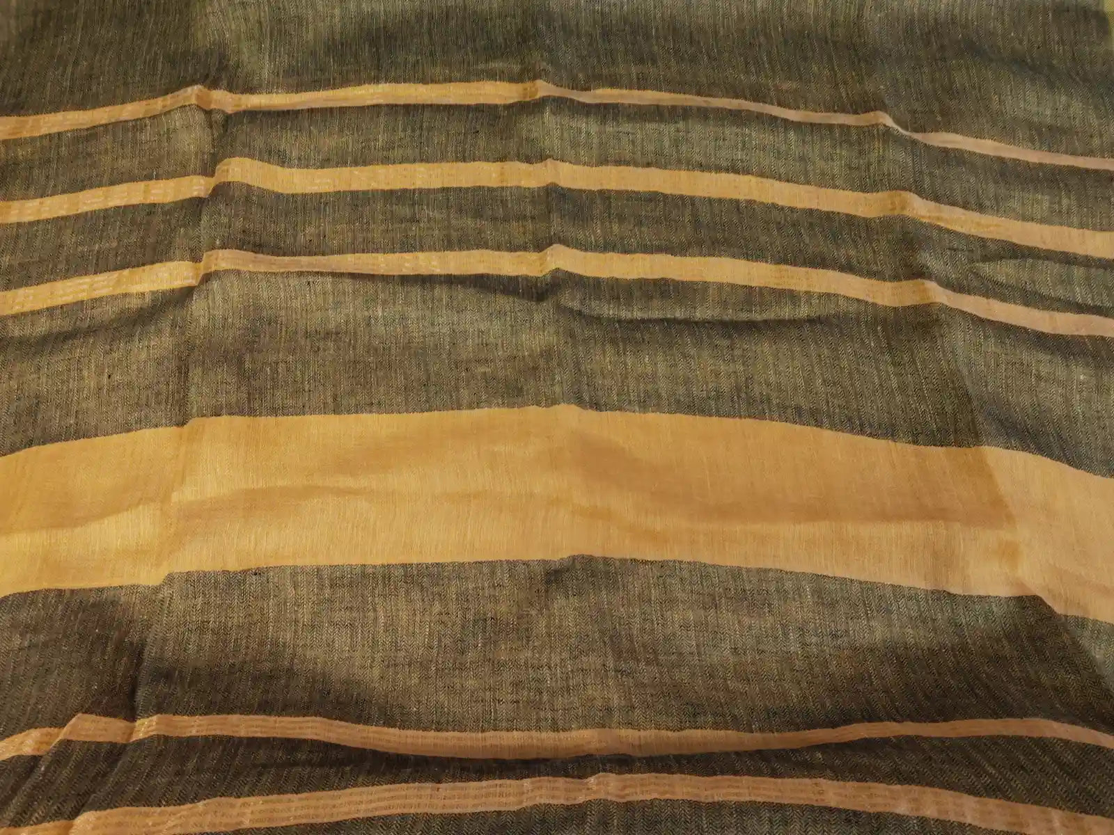 Pallu of Mustard Yellow Jute Silk Saree