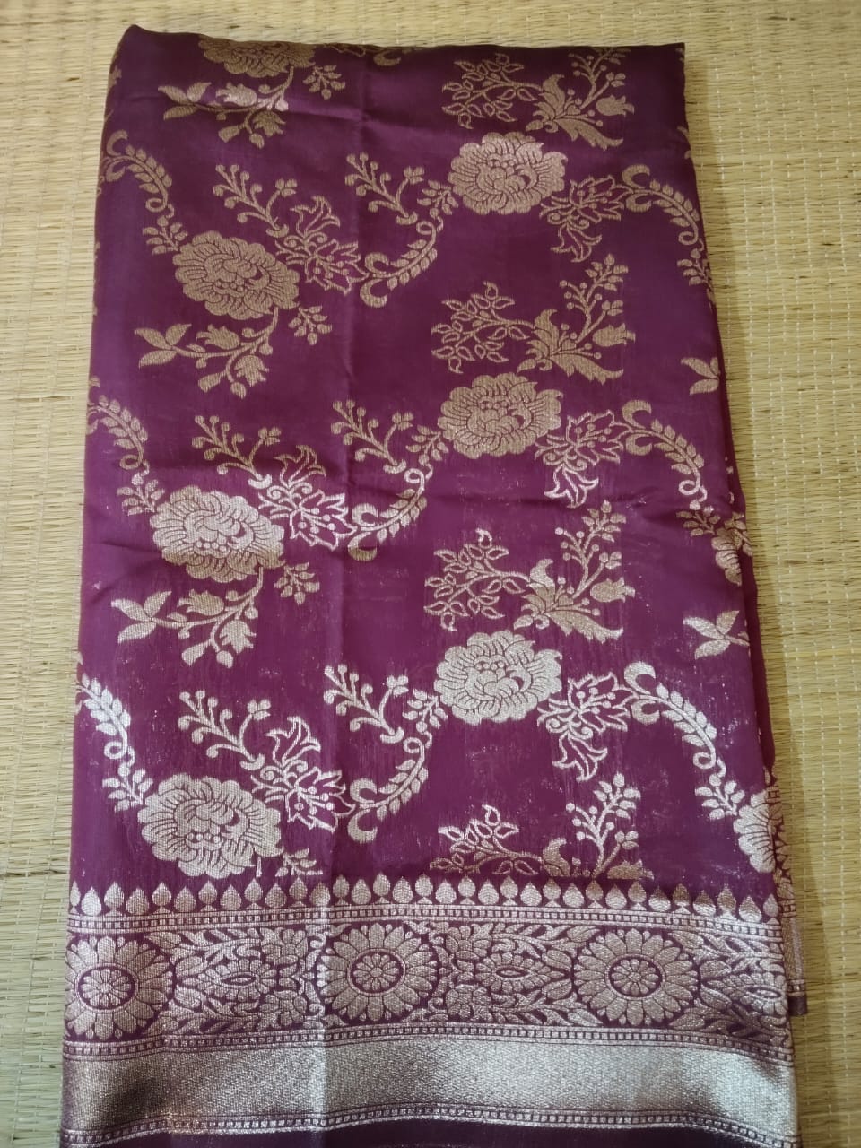 Purple Banarasi Semi Silk Saree